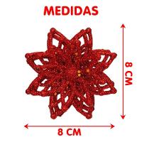 Pendentes Natalino Enfeite Flores Gliter Vermelho Kit 20pçs - 4