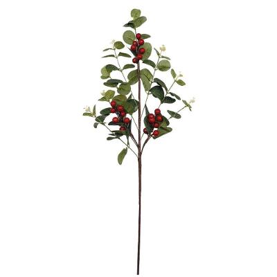 Galho Decorativo Natalino Folha De Eucalipto E Berries 63cm