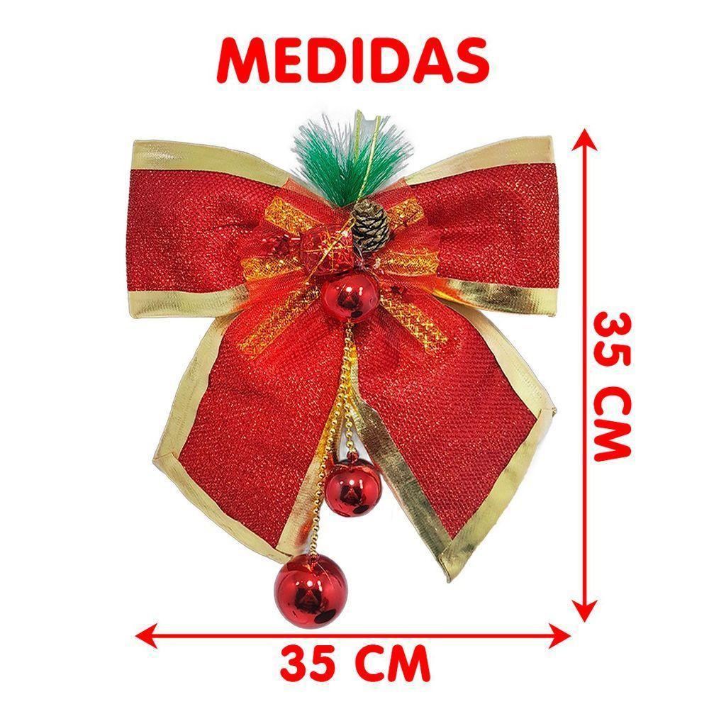 Enfeite Laços Natalino Com Bolas Vermelho Pendente Kit 6pçs - 4