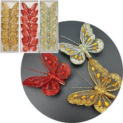 Presilhas Prendedor Enfeite Natalino Borboleta De 8cm 18pçs
