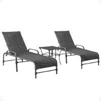 2 Espreguiçadeira Catar E 1 Mesa Garden Cor Preta Preto - 1