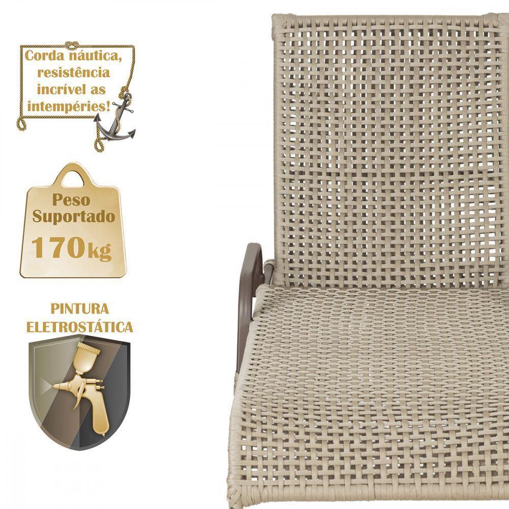 2 Espreguiçadeira Catar E 1 Mesa Garden Cor Marrom Rami - 4