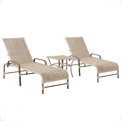 2 Espreguiçadeira Catar E 1 Mesa Garden Cor Marrom Rami