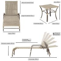 2 Espreguiçadeira Catar E 1 Mesa Garden Cor Marrom Rami - 2