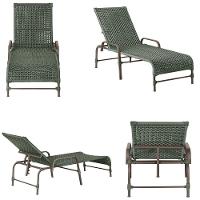 2 Espreguiçadeira Catar E 1 Mesa Garden Cor Marrom Verde - 5