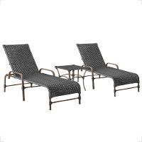 2 Espreguiçadeira Catar E 1 Mesa Garden Cor Marrom Preto - 1