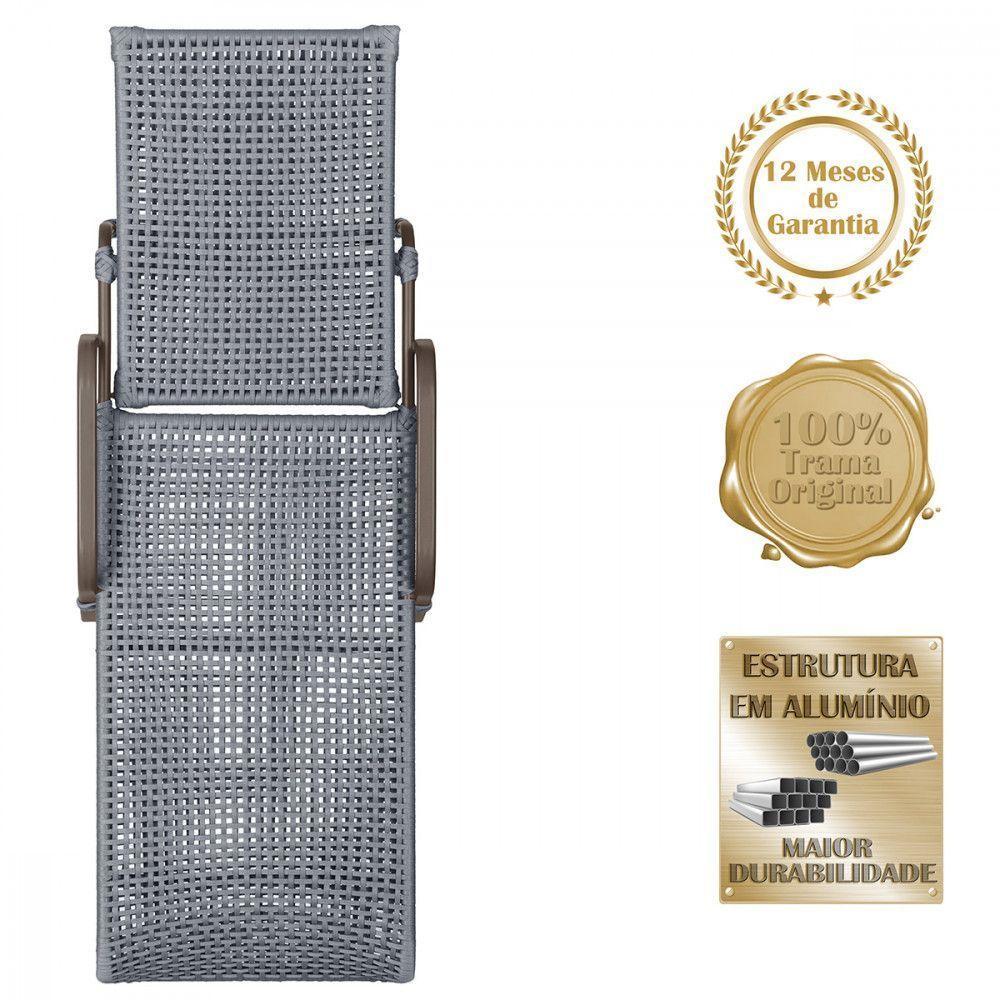 2 Espreguiçadeira Catar E 1 Mesa Garden Cor Marrom Prata - 3