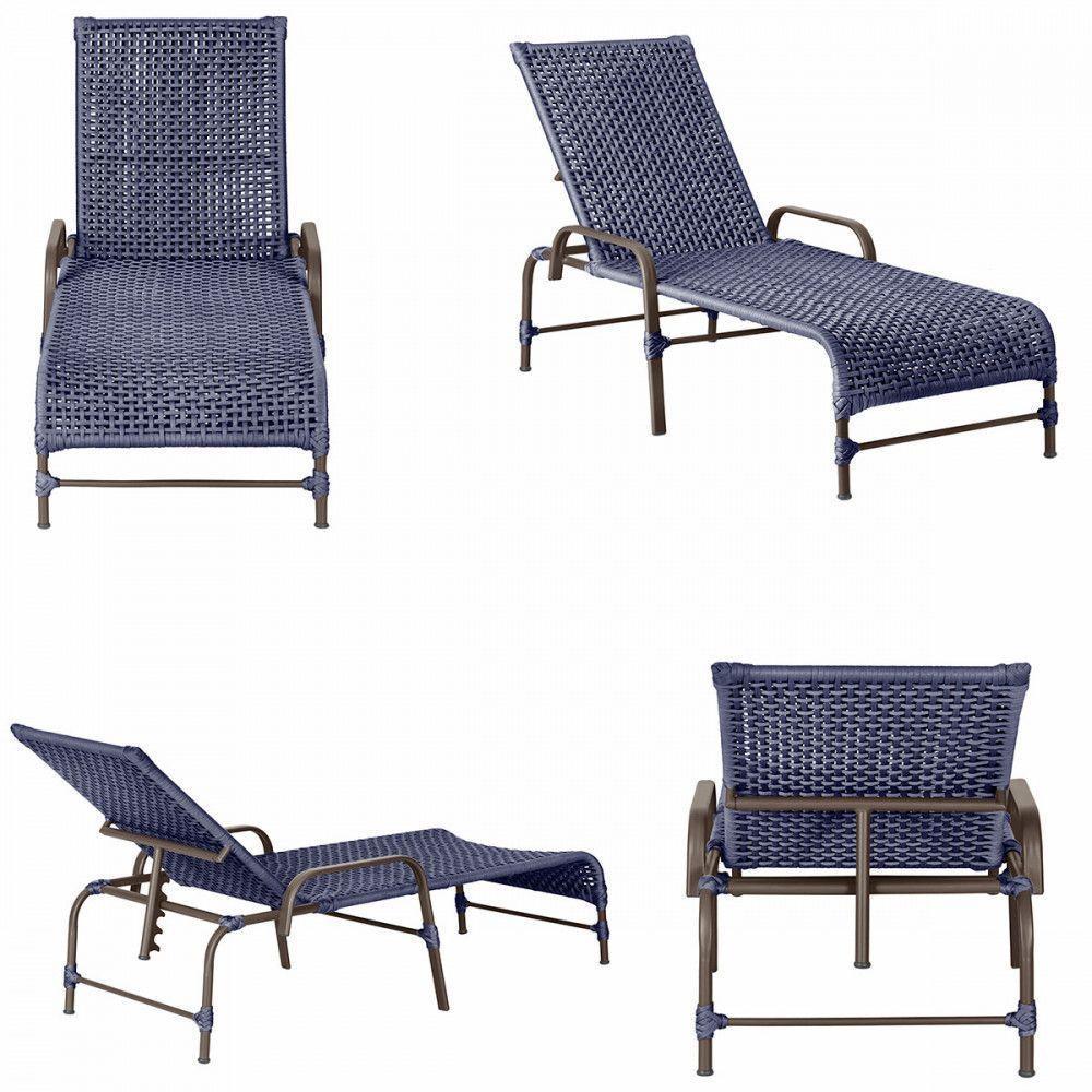 2 Espreguiçadeira Catar E 1 Mesa Garden Cor Marrom Azul - 5