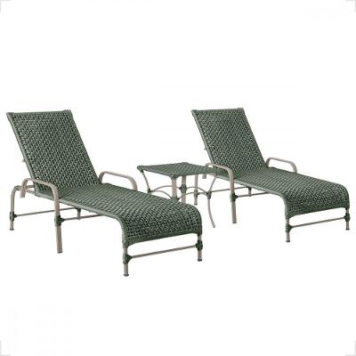 2 Espreguiçadeira Catar E 1 Mesa Garden Cor Fendi Verde