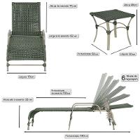 2 Espreguiçadeira Catar E 1 Mesa Garden Cor Fendi Verde - 2