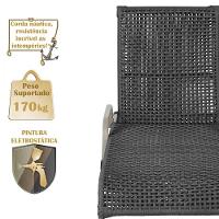 2 Espreguiçadeira Catar E 1 Mesa Garden Cor Fendi Preto