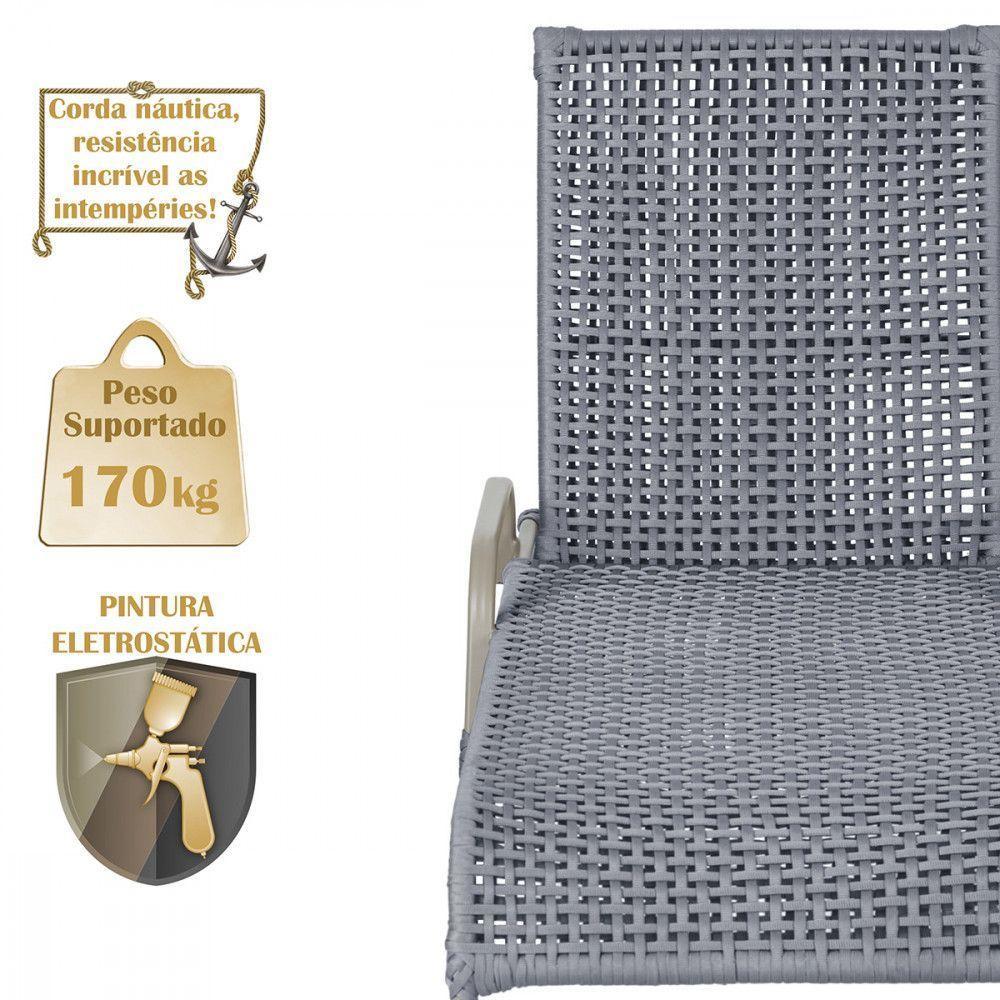 2 Espreguiçadeira Catar E 1 Mesa Garden Cor Fendi Prata - 4