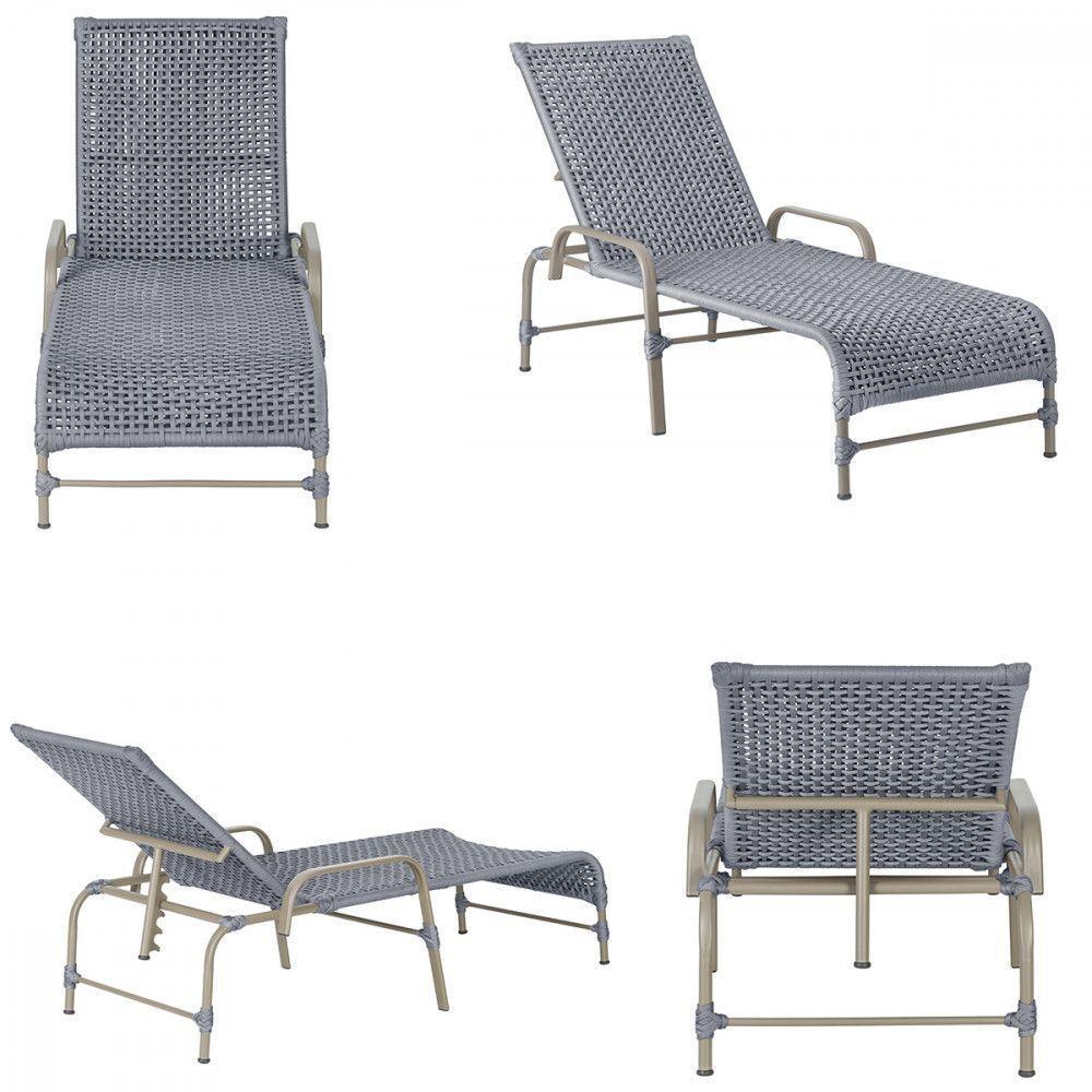 2 Espreguiçadeira Catar E 1 Mesa Garden Cor Fendi Prata - 5