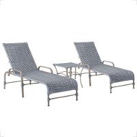 2 Espreguiçadeira Catar E 1 Mesa Garden Cor Fendi Prata - 1