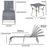 2 Espreguiçadeira Catar E 1 Mesa Garden Cor Fendi Prata - 2