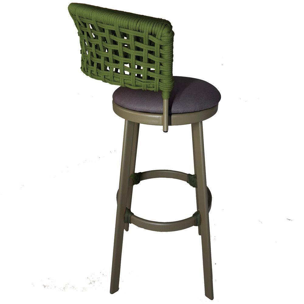 2 Banquetas Somália Em Alumínio E Corda Náutica Jardim Verde Musgo - 4