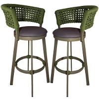 2 Banquetas Somália Em Alumínio E Corda Náutica Jardim Verde Musgo - 1