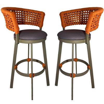 2 Banquetas Somália Em Alumínio E Corda Náutica Jardim Terra Cota