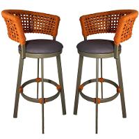 2 Banquetas Somália Em Alumínio E Corda Náutica Jardim Terra Cota - 1