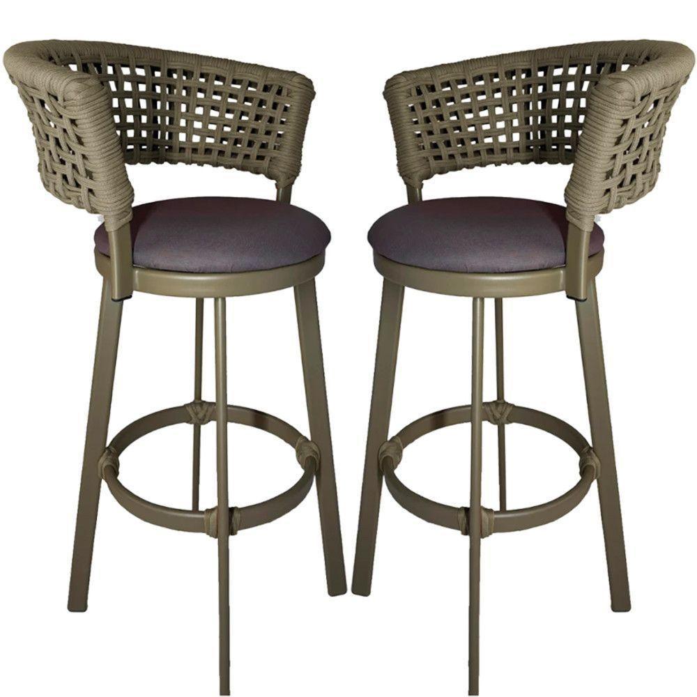 2 Banquetas Somália Em Alumínio E Corda Náutica Jardim Rami - 1