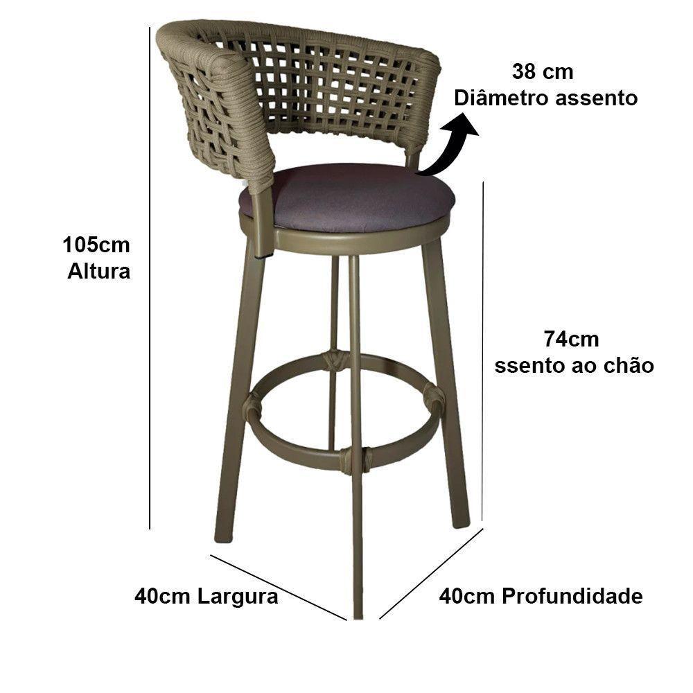 2 Banquetas Somália Em Alumínio E Corda Náutica Jardim Rami - 5