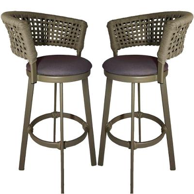 2 Banquetas Somália Em Alumínio E Corda Náutica Jardim Rami