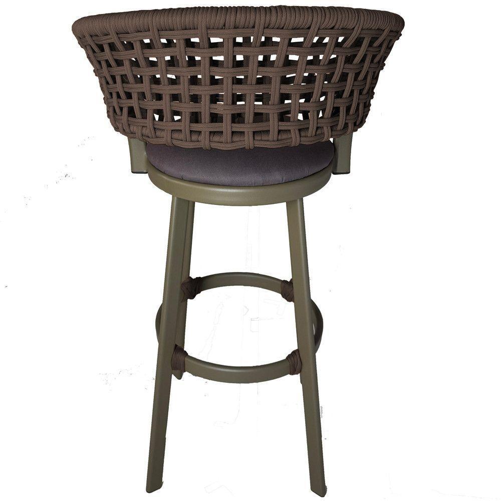 2 Banquetas Somália Em Alumínio E Corda Náutica Jardim Marrom - 3