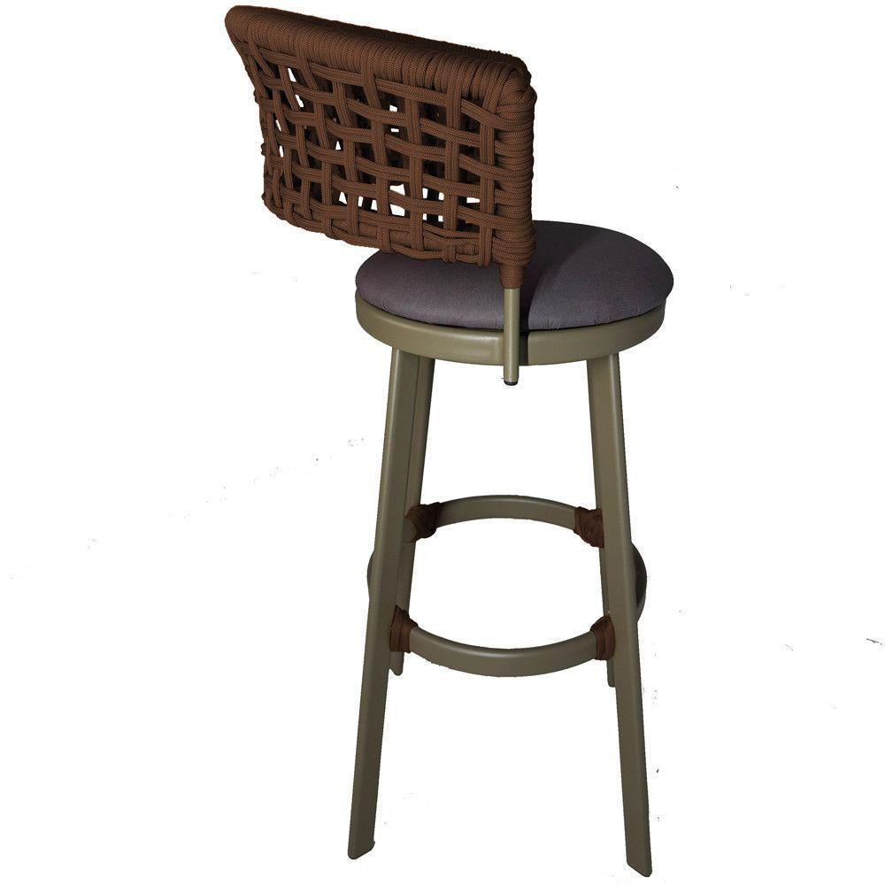 2 Banquetas Somália Em Alumínio E Corda Náutica Jardim Marrom - 4