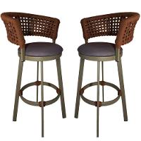 2 Banquetas Somália Em Alumínio E Corda Náutica Jardim Marrom - 1