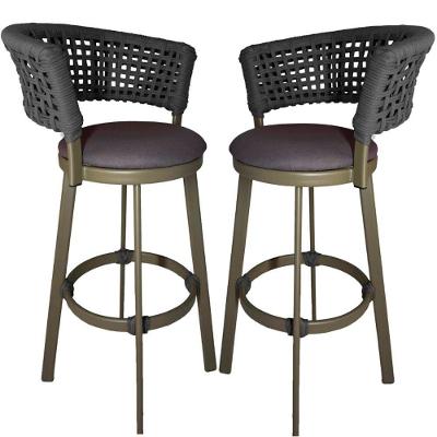 2 Banquetas Somália Em Alumínio E Corda Náutica Jardim Prata