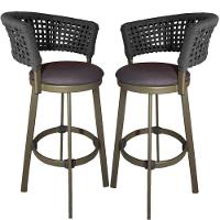 2 Banquetas Somália Em Alumínio E Corda Náutica Jardim Prata - 1