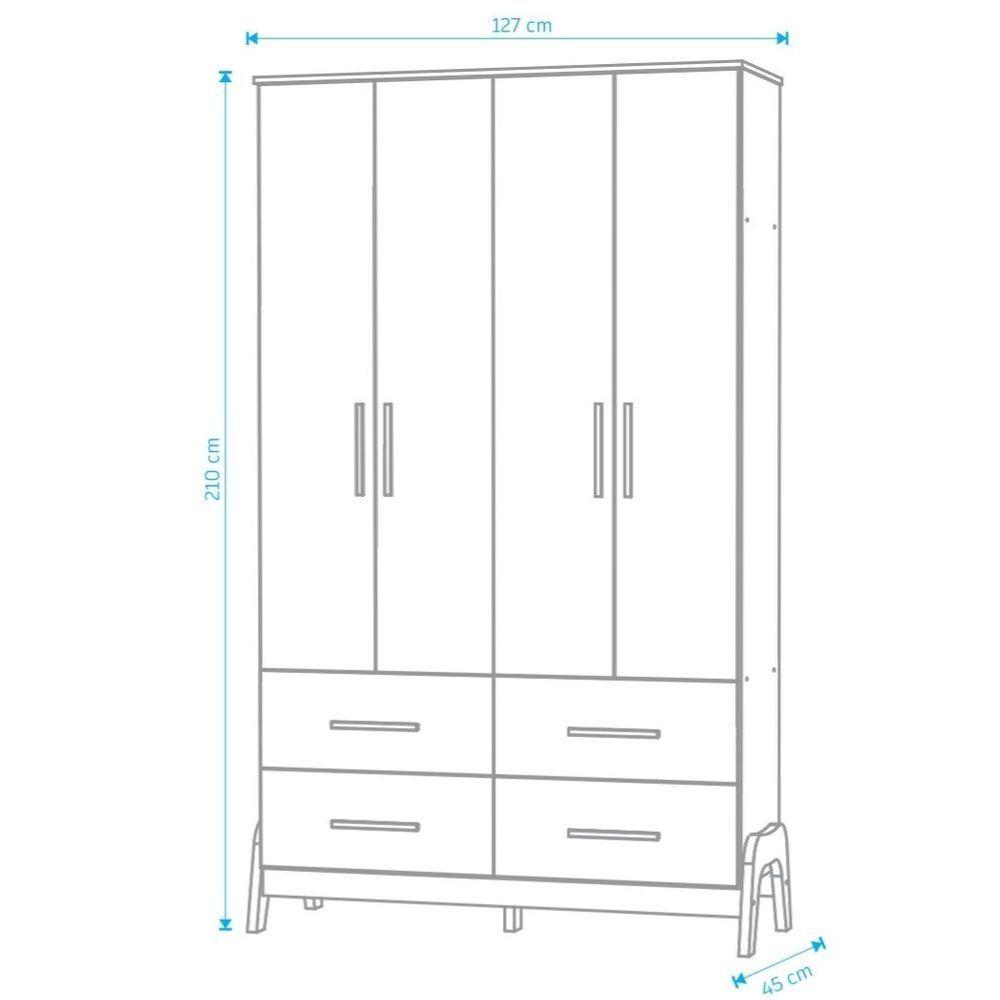 Armario 4 Portas Lisas Guti - Moveis Peroba Amendoa-branco - 3