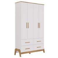 Armario 4 Portas Lisas Guti - Moveis Peroba Amendoa-branco - 1