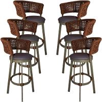 6 Banqueta Somália Em Alumínio E Corda Náutica Jardim Marrom - 1