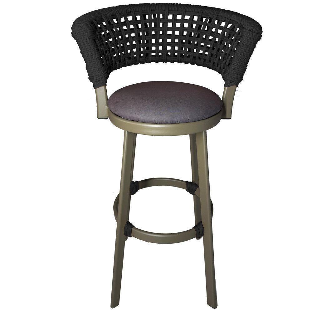 6 Banqueta Somália Em Alumínio E Corda Náutica Jardim Preto - 2