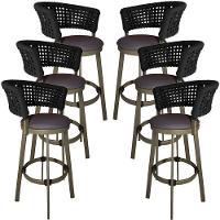 6 Banqueta Somália Em Alumínio E Corda Náutica Jardim Preto - 1