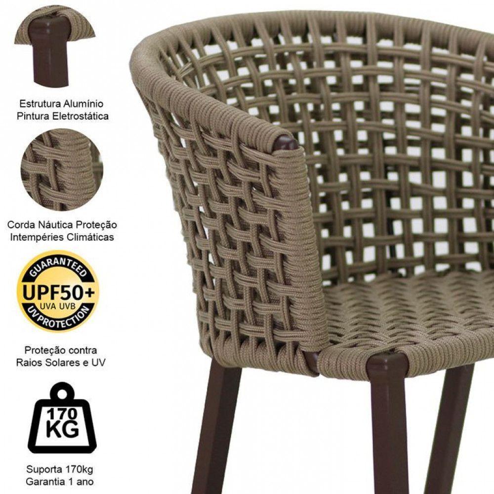 4 Banquetas Bali Em Alumínio E Corda Náutica Trama Original Preto - 4