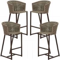 4 Banquetas Bali Em Alumínio E Corda Náutica Trama Original Preto - 1