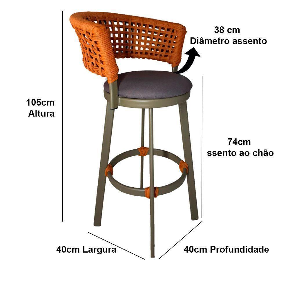 4 Banqueta Somália Em Alumínio E Corda Náutica Jardim Terra Cota - 5
