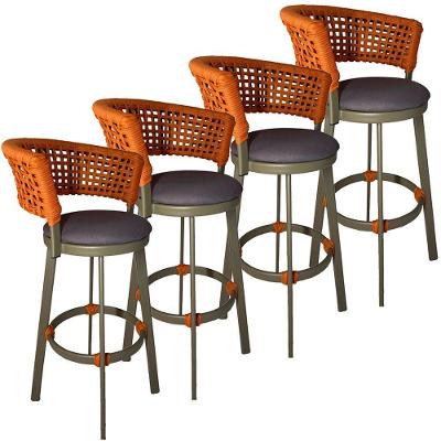 4 Banqueta Somália Em Alumínio E Corda Náutica Jardim Terra Cota