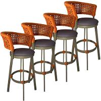 4 Banqueta Somália Em Alumínio E Corda Náutica Jardim Terra Cota - 1