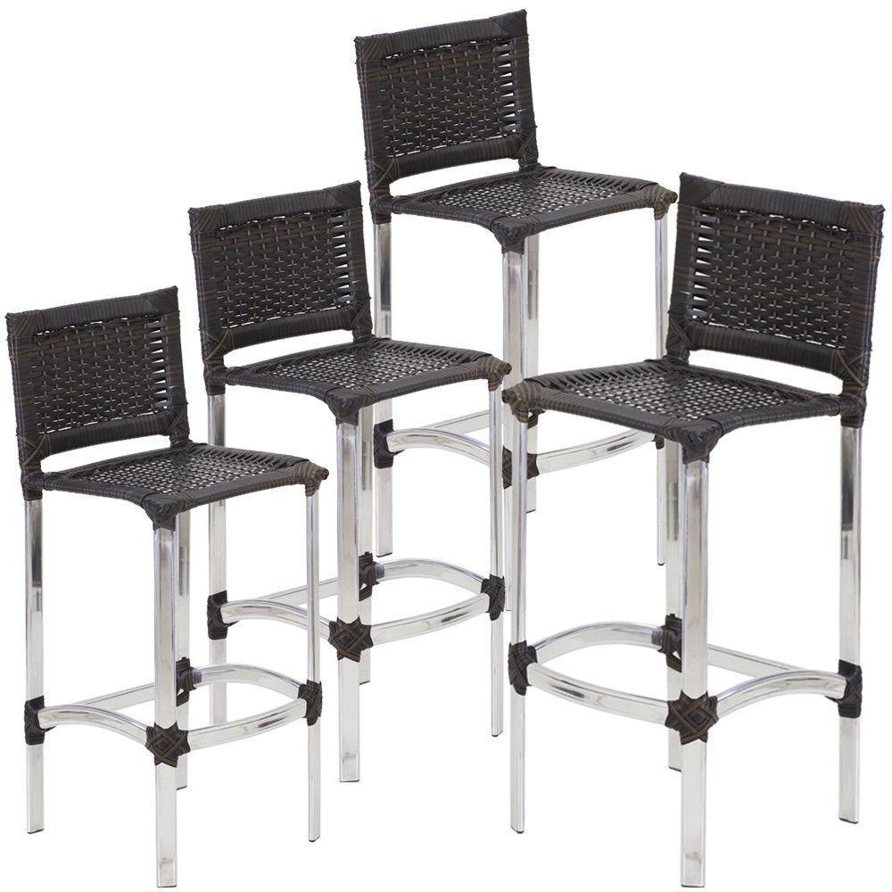 4 Banquetas Altas Madri Em Cozinha Alumínio área Edícula Pedra Ferro - 1