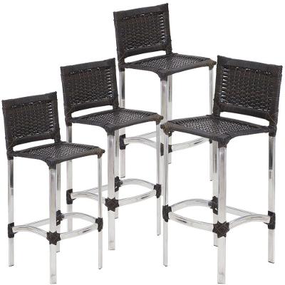 4 Banquetas Altas Madri Em Cozinha Alumínio área Edícula Pedra Ferro