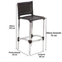 4 Banquetas Altas Madri Em Cozinha Alumínio área Edícula Pedra Ferro - 3