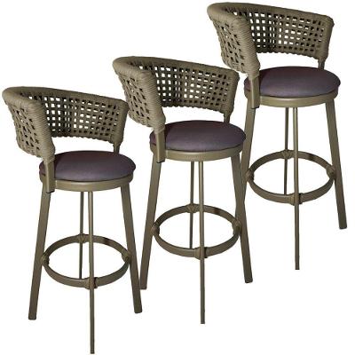 3 Banqueta Giratória Em Alumínio Balcão Jardim, Edícula Rami