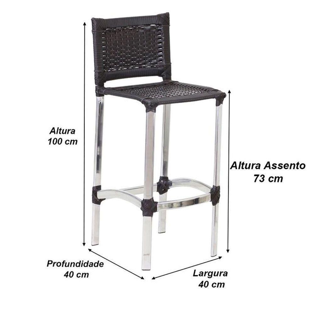 4 Banquetas Altas Madri Em Cozinha Alumínio área Edícula Preto - 3