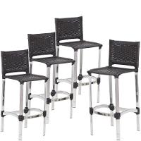 4 Banquetas Altas Madri Em Cozinha Alumínio área Edícula Preto - 1