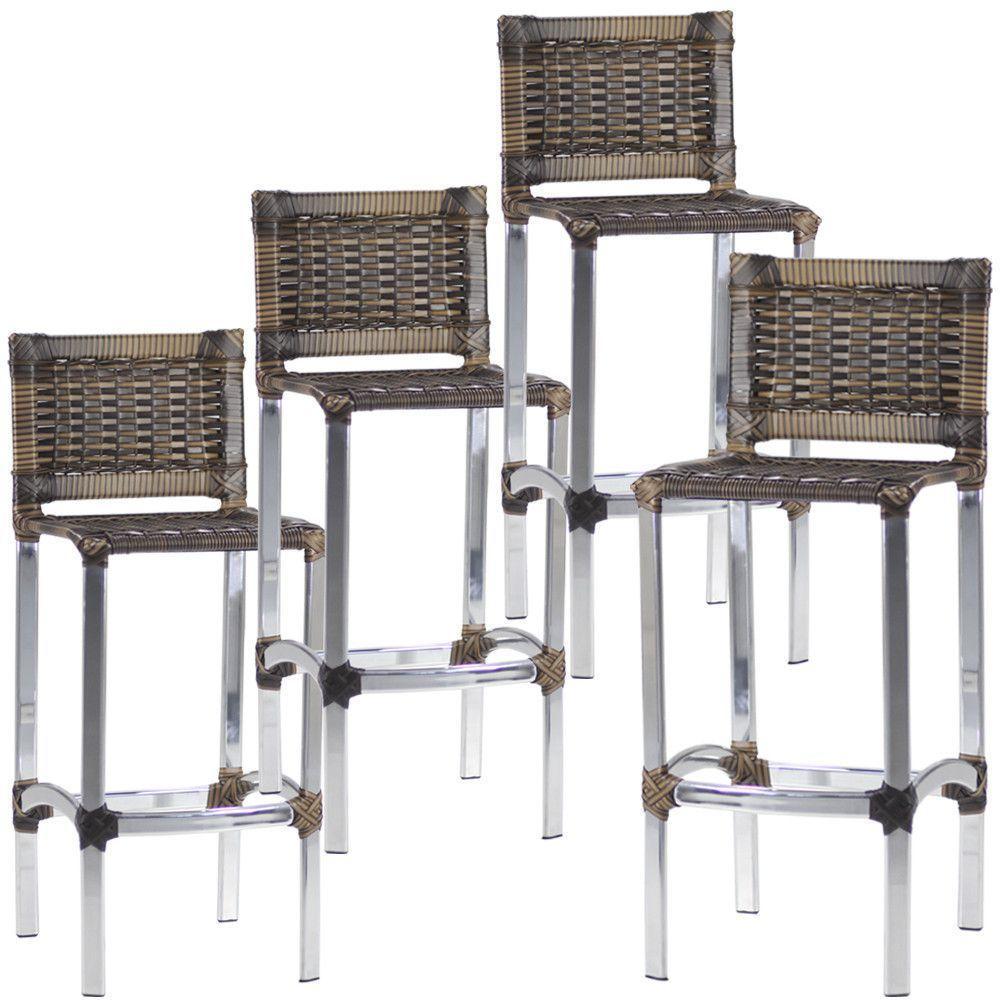 4 Banquetas Altas Madri Em Cozinha Alumínio área Edícula Argila - 1