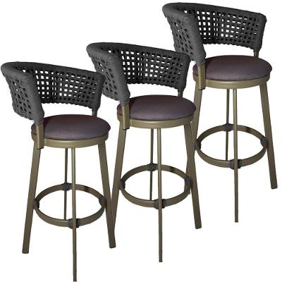 3 Banqueta Giratória Em Alumínio Balcão Jardim, Edícula Prata