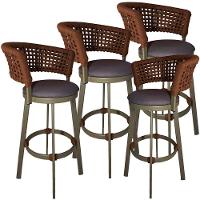 4 Banqueta Somália Em Alumínio E Corda Náutica Jardim Marrom - 1